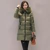 Fashion Women Long Down Cotton Parka Fur Collar Hooded Coat Winter Warm Jacket