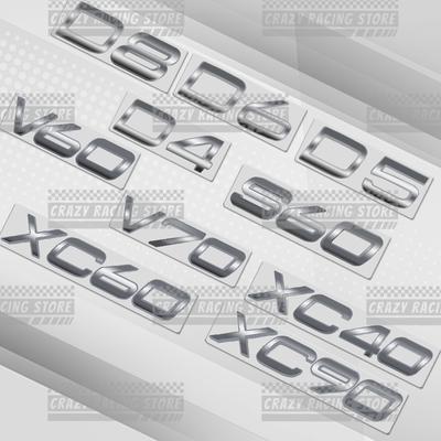 Автомобильные значки для XC40 XC60 XC90 XC70 S60 V60 V70 S90 V40 AWD D3 D4 D5 D6 D7 D8 Ярко-серебристый Значок на заднюю дверь Металлическая наклейка