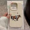 Винтажный чехол с вышивкой ковбоя и лошади для iPhone 17Air 16 15 14 13 12 11 Pro Max Plus Роскошный ретро-чехол из мягкой кожи, противоударный