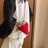 Novelty Strawberry Shaped Crossbody Bag Handmade Knitted DIY Personalized Crochet Wool Small Satchel Bag Cartoon Cute Sling Shoulder Bag MIT
