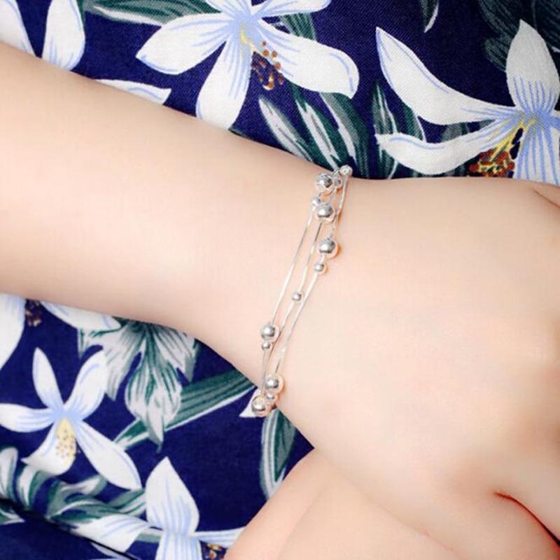 High -Quality 925 Sterling Silver Jewelry Fashion Fresh Beauty Smooth Small Round Female Popular Bracelet Sb56