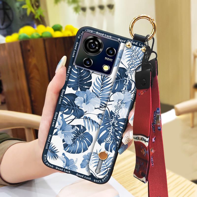 Protective Soft case Phone Case For ZTE Blade V50 Vita Fashion For Mom Shockproof Wristband Elderly lady Wrist Strap