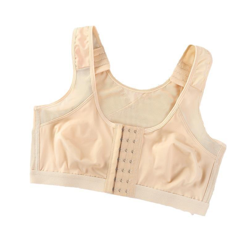 Women's Posture Correcting Bra: Front Buckle, Wireless, Breathable, Reduces Chest Appearance, for Summer.
