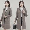 Plus Size Plaid Wool Coat for Middle-Aged Women - Trendy Autumn & Spring Fashion