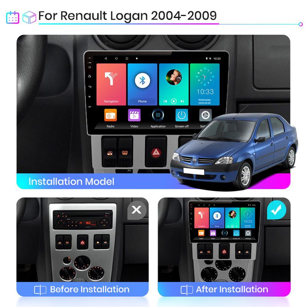 Автомобильный радиоприемник Carplay для Renault Logan 1 2004-2009, Android, мультимедийный видеоплеер, GPS-навигация, WIFI, 2 + 32 ГБ