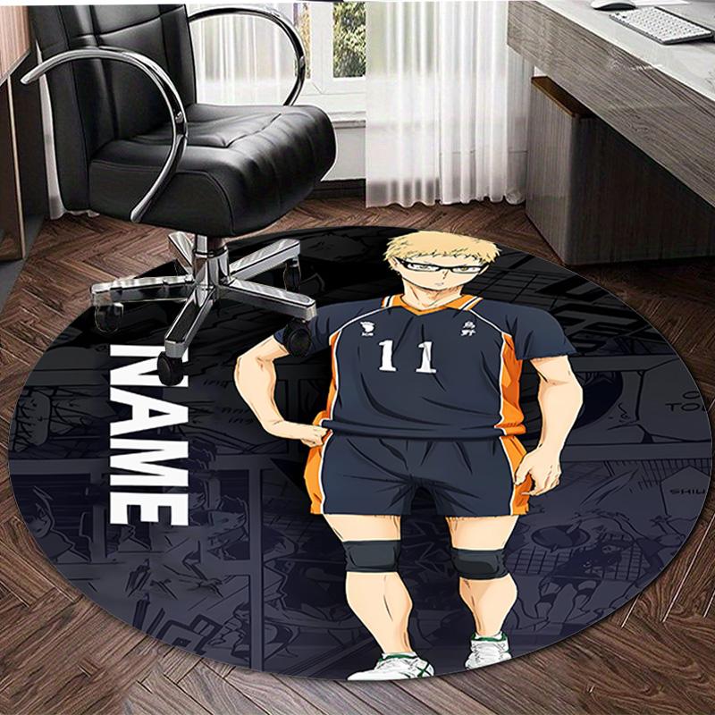 Customizable Haikyuu3 Round Non-Slip Carpet - Ideal for Garden, Picnic, Office, Perfect for Decoration, Suitable For All Seasons