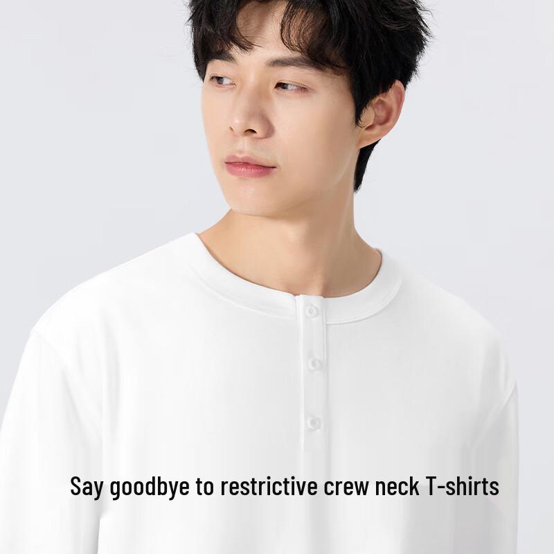 MINISO Мужская антибактериальная футболка-henley с длинным рукавом