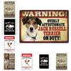 Metal Tin Sign Vintage Chic Art Decoration Warning Overly Affectionate Jack Russell Terrier Dog On Duty for Home Bar Cafe Farm