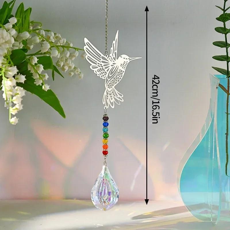 Crystal Suncatcher Sun Moon Tree Wind Chime Prisms Hanging Angel Butterfly Pendants Rainbow Chaser Garden Decor Window Drop Bell