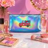 Red Vintage Truck and Heart Pattern Laser Cosmetic Makeup Bag, Holographic Reflective Zipper Pouch for Travel Toiletry Storage Holiday Gift