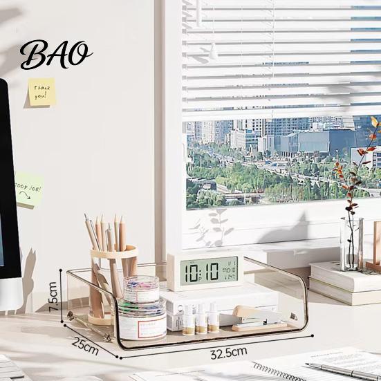 Modern Office Desktop Organizer Large Capacity Desk for Documents Files Letters A4 Paper Book Notes Mail, Compact File Sorter Clear Stackable