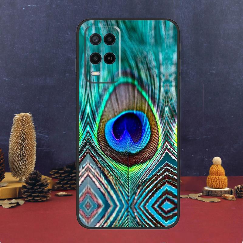 Bird Peacock Feather For OPPO A54S A74 A94 A58 A78 A98 A16 A76 A96 A15 A17 A77 A5 A9 A52 A72 A79 A53S A57S Case