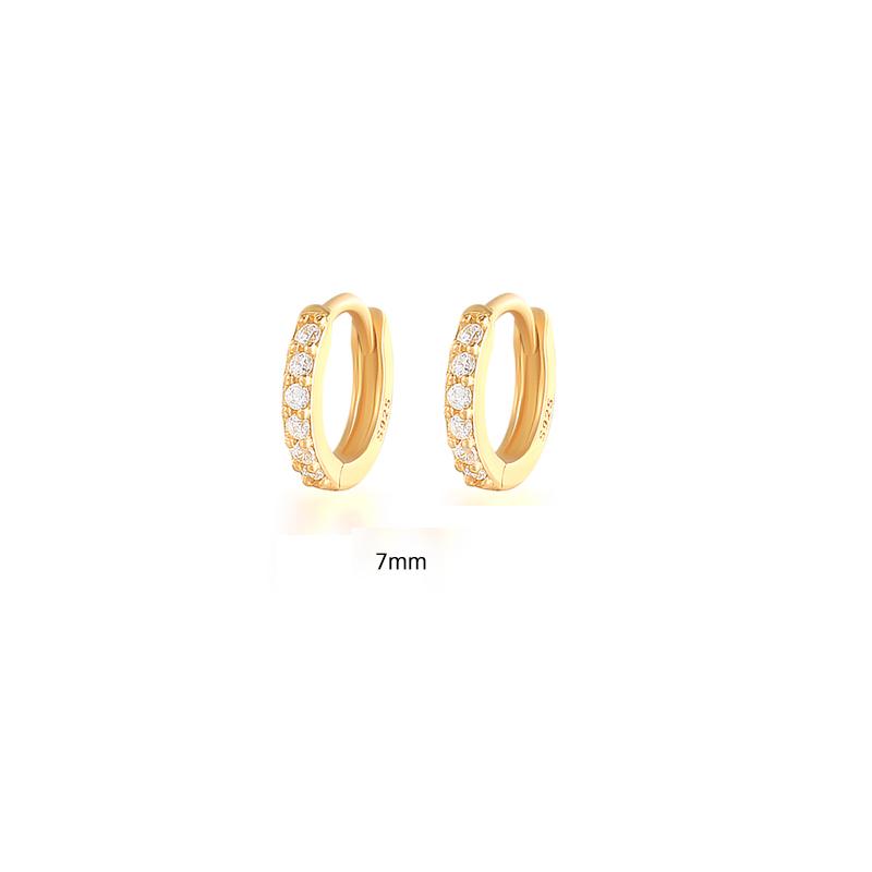 6/7/8/9 MM Cartilage Circle Earrings 925 Silver Bling CZ Huggie Hoop Earring for Women Piercing Buckle Wedding Jewelry