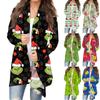 Женская мода, повседневный рождественский принт, кардиган средней длины, куртка, пальто