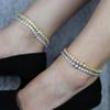 Серебряный цвет Sparking 5a Cz Charm Ankle Round Zircon 5 мм Tennis Chain Ankles Ice Out Bling Cz Hip Hop Fashion Women Jewelry