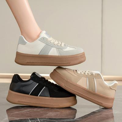 Кроссовки на толстой платформе для женщин, повседневные дышащие кроссовки из искусственной кожи для ходьбы, удобные кроссовки для бега со шнуровкой, женские легкие кроссовки для тренировок и тенниса