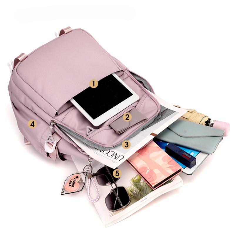 Простой однотонный рюкзак для школьников средней школы, повседневный, большой емкости, дорожные рюкзаки, практичные многослойные карманы, школьные сумки для девочек старшей школы