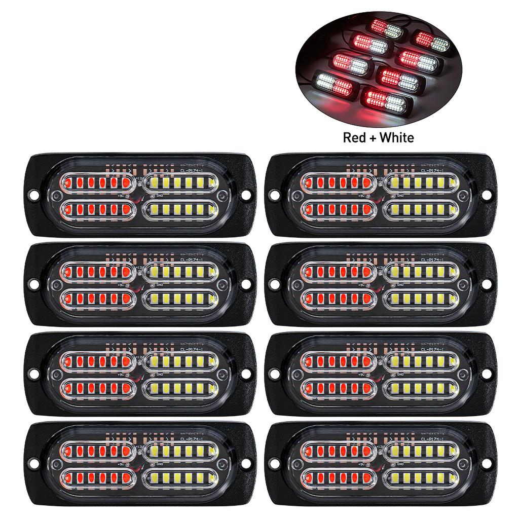 8-в-1 светодиодный светильник для гриля автомобиля, стробоскоп, красный, синий, аварийный, умный, с дистанционным управлением, для автомобиля, грузовика, прицепа, фургона, проблесковый маячок, решетка безопасности 12 В 24 В
