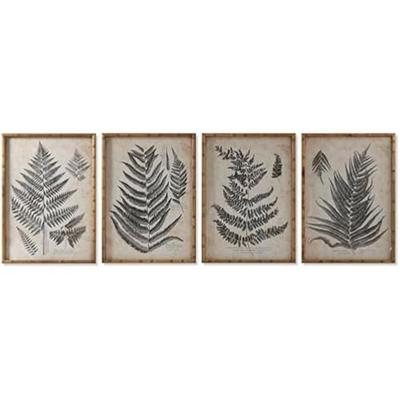 Картина - HOME ESPRIT - Папоротник Коттедж - 50 x 70 см - Многоцветный - 4 шт.