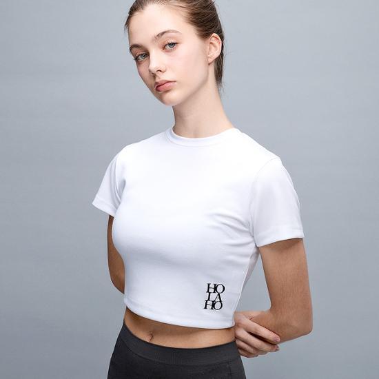 Футболка Horaho Logo Basic Crop Sports с коротким рукавом (Белый черный)