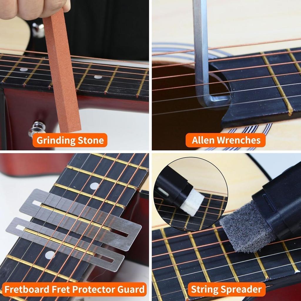 Набор инструментов для ремонта гитары 72 шт. Набор инструментов для обслуживания гитары для гитары, укулеле, бас-гитары, банджо, инструменты лютье, набор инструментов для ремонта гитары