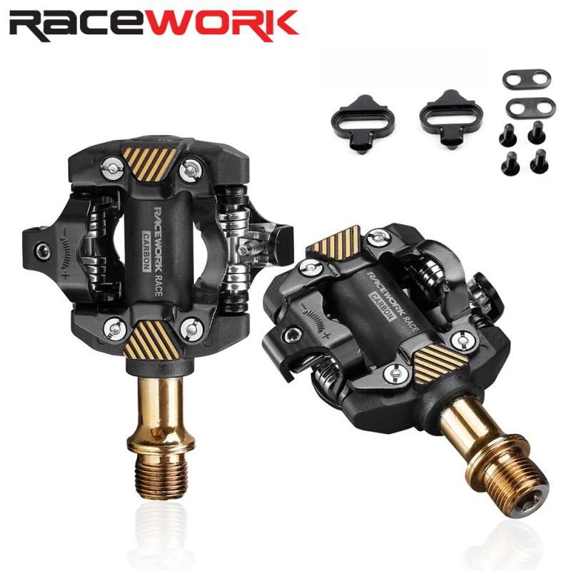 SPD-Compatible Mountain Bike Clipless Pedals With DU Bearings Nylon Body Aluminum Crank Arm Black Gold