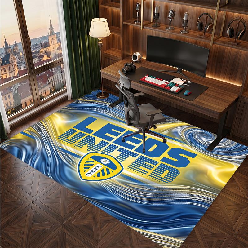 Ковер из хрустального бархата с принтом футбольного клуба Leeds United, Удобный, Впитывающий влагу, Нескользящий, Для помещений