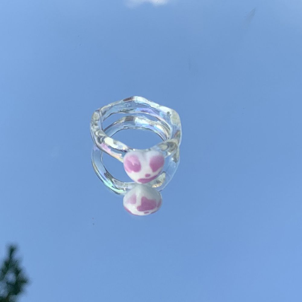 Gift Dream Colorful Leopard Creative Transparent Finger Ring Female Ring Heart Korean Style Ring