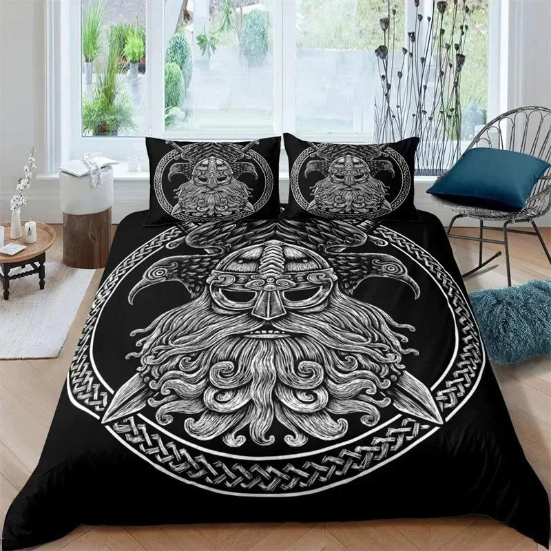 Viking Duvet Cover Collection Mjollnir Bedding Collection Scandinavian Folklore Motifs Northern Germanic Culture Comforter Cover Pillowcases
