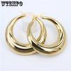 New Style 2024 Smooth Exquisite Big Circle Hoop Earrings for Women Girl Wedding Party Stainless Steel Jewelry SL020
