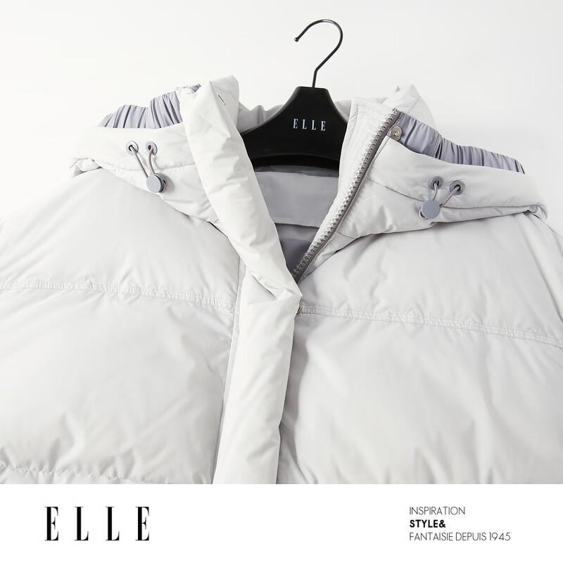 ELLE Женская объемная пуховая куртка-пуховик с капюшоном, 90% утиный пух