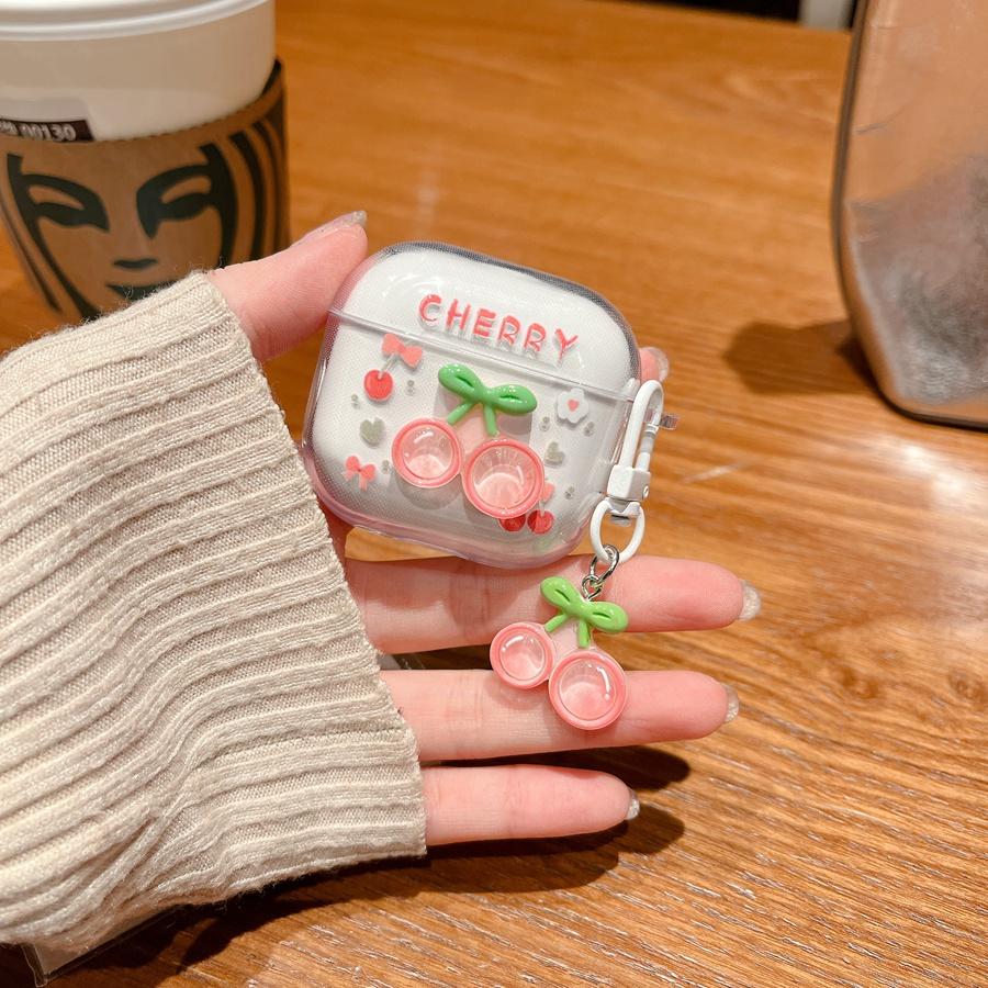 Wireless Bluetooth Earbuds Cute Fruit Pendant Case for AirPods 4 Redmi Buds 5 Pro Samsung Buds Live2 Anti-Scratch and Shockproof Protective Cover