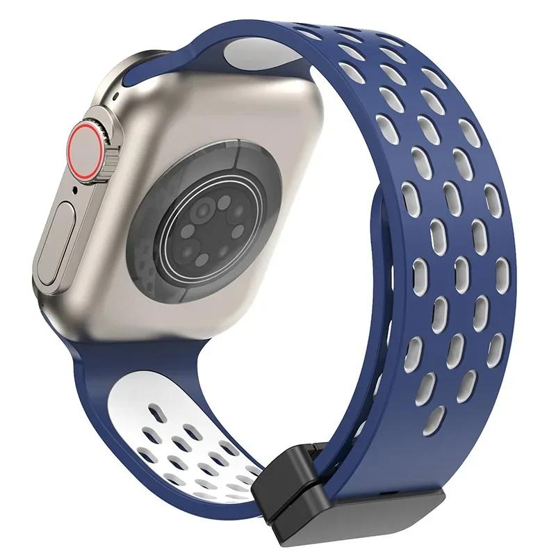 Магнитный силиконовый ремешок для Apple Watch Band Ultra 3 2 49мм 45мм 41мм Браслет для iWatch Series 11 10 9 8 7 6 SE 5 4 3 38мм 46мм 42мм 44мм