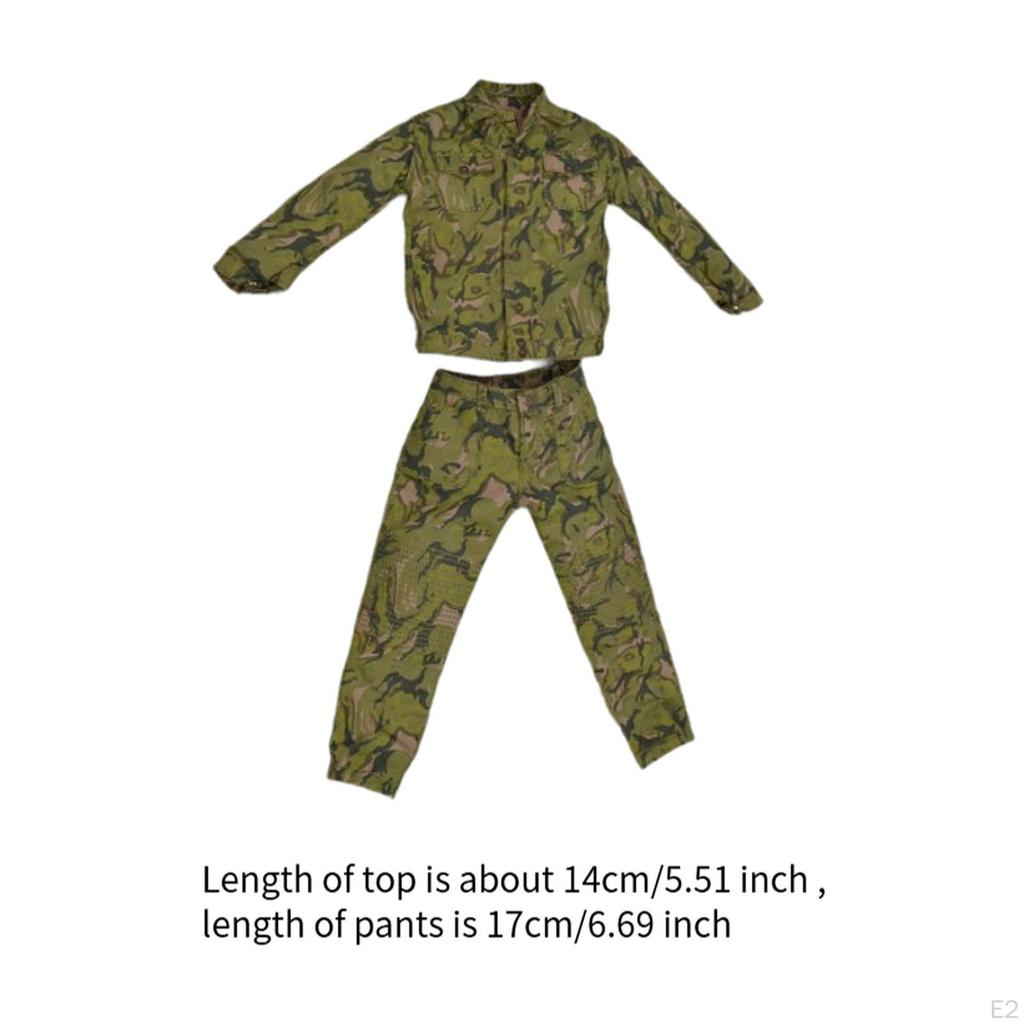 2Pcs 1/6 Uniform Full Set Handmade Doll Clothes Outfit Miniature Clothing and Pants for 12 inch Male