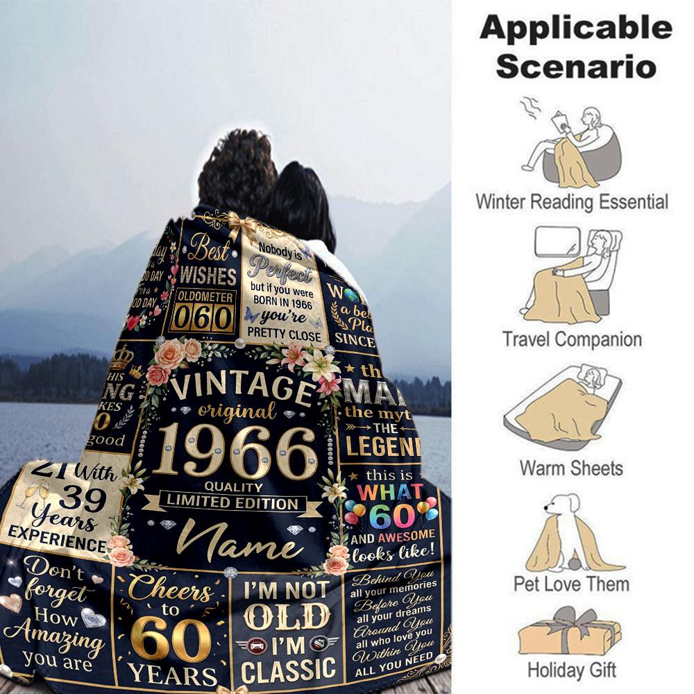 Vintage Celebration Customize Your Name Blanket Ultrasoft For Sofa Couch Office Bed Picnics Four Seasons Universal Warmthful Decor Unique Gift For