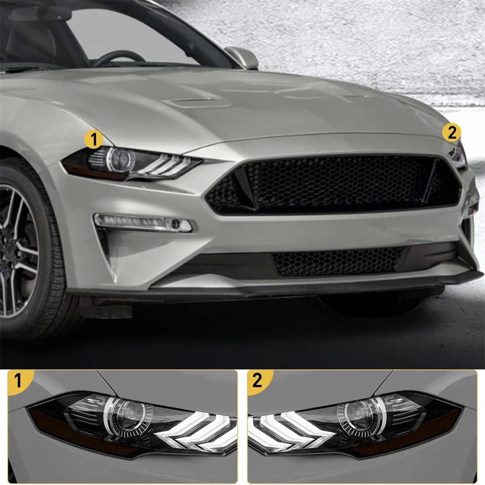2Pcs Headlight Side SMOKE Overlays Tint Decals Vinyl For Ford Mustang 2019-2023