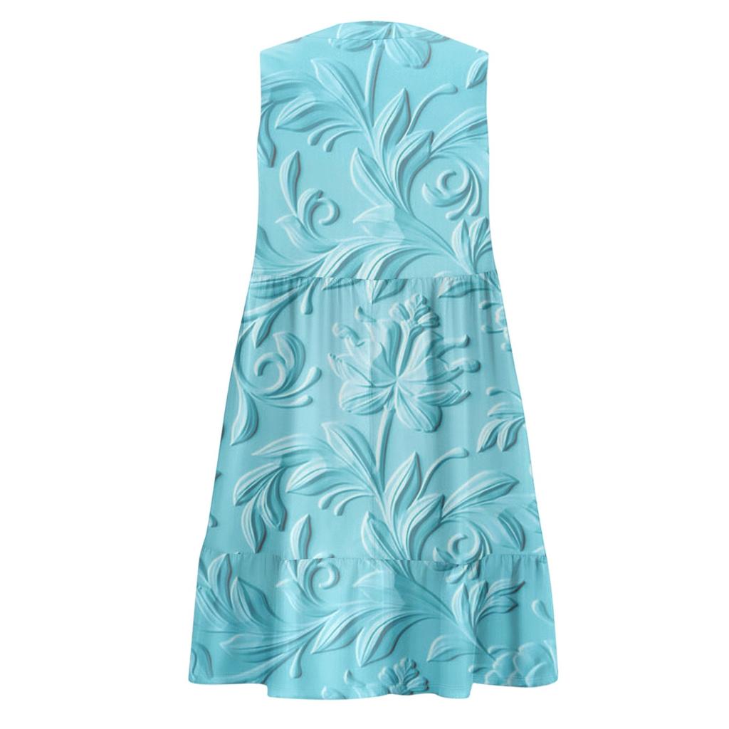 Women's Casual Fashion Breathable V-neck Vest With Pockets Floral Holiday Dress