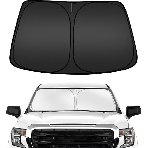 ARISMOTOR Солнцезащитный козырек на лобовое стекло для GMC Sierra 1500 2500 3500 (SLT AT4 Denali) -2025 2026, Подходит для складного переднего оконного солнцезащитного козырька, Защитный козырек,