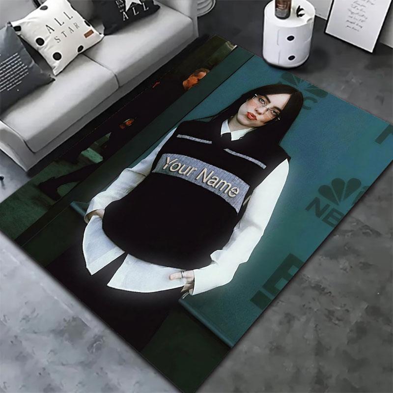 Billie Eilish Custom Name Carpet Rug for Living Room Bedroom Home Sofa Decoration,Kids play Non-slip Floor Mat