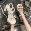 Fashion 2024 Summer High Heel Women's Sandals Sexy Style Thin Strap Non-Slip Fashion Casual Simple Outdoor Thick Heel Sweet