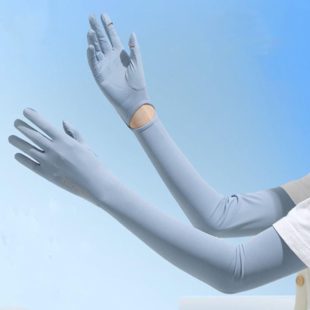 Elastic Long Ice Silk Sleeves Thin Cycling Gloves Breathable Sunscreen Arm Covers Outdoor