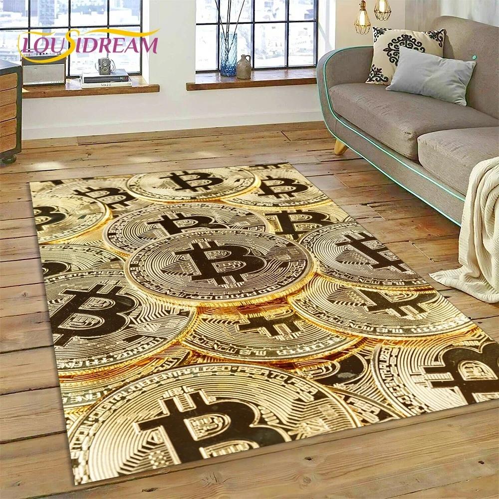3D Ковер Bitcoin Виртуальная Валюта NFT для Спальни Гостиной Дома Декор Дивана, Детская Игра Большой Декоративный Напольный Коврик