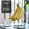 Modern Fruit Basket with Banana Hanger, Stainless Steel Fruit Bowl Stand for Kitchen Countertop, Decorative Fruit Storage