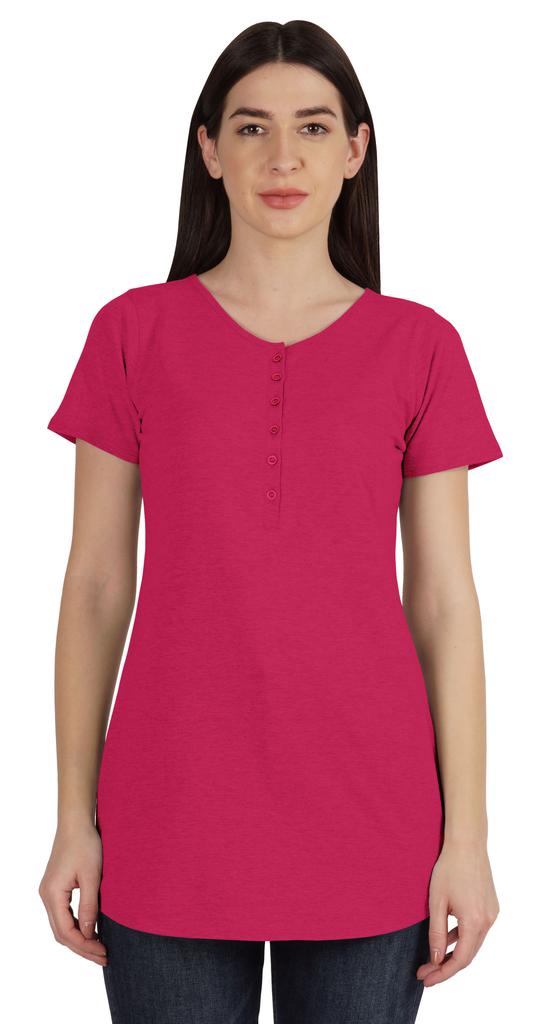 Inkmeso Женская туника с коротким рукавом и пуговицами, хлопковая футболка, длинная футболка для