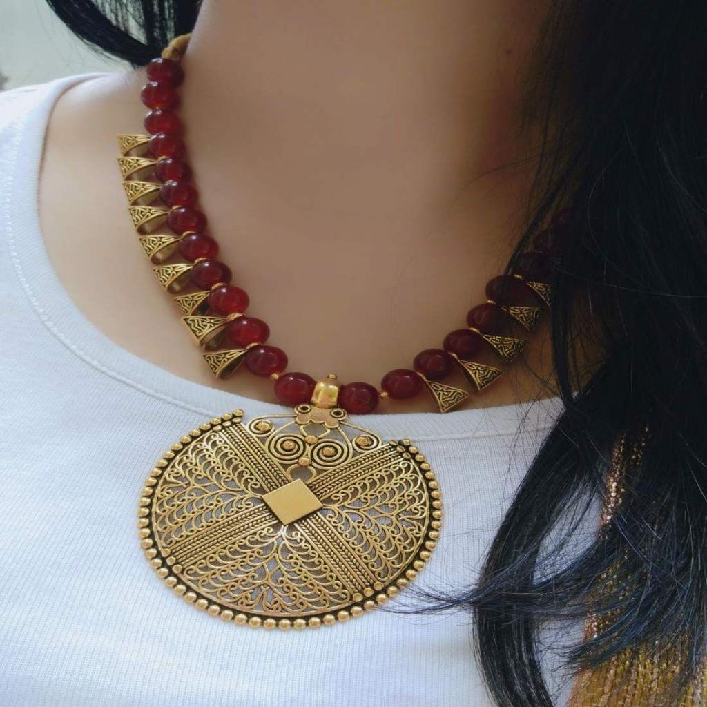 Shining Diva Fashion Latest Stylish Antique Necklace Jewellery Set For Women