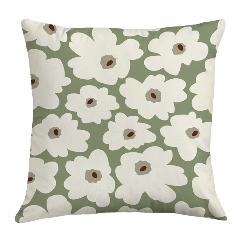 Popular Green Plant Printed Sofa Pillow, Simple Ins Style, Fresh and Refreshing Pillow