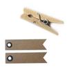 16 Wooden Clothespins + 20 Kraft Pennant Labels