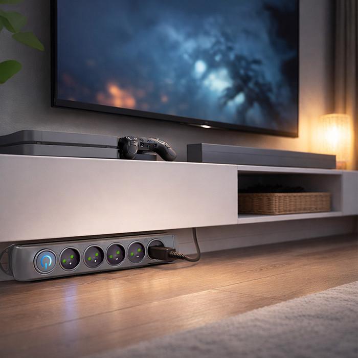 Qoltec Surge Protector Power Strip | 5 Sockets | 1.8m | Gray