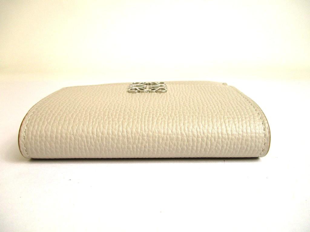 Authentic LOEWE Anagram Light Gray Leather Business Card Holder #a874 Refurbished