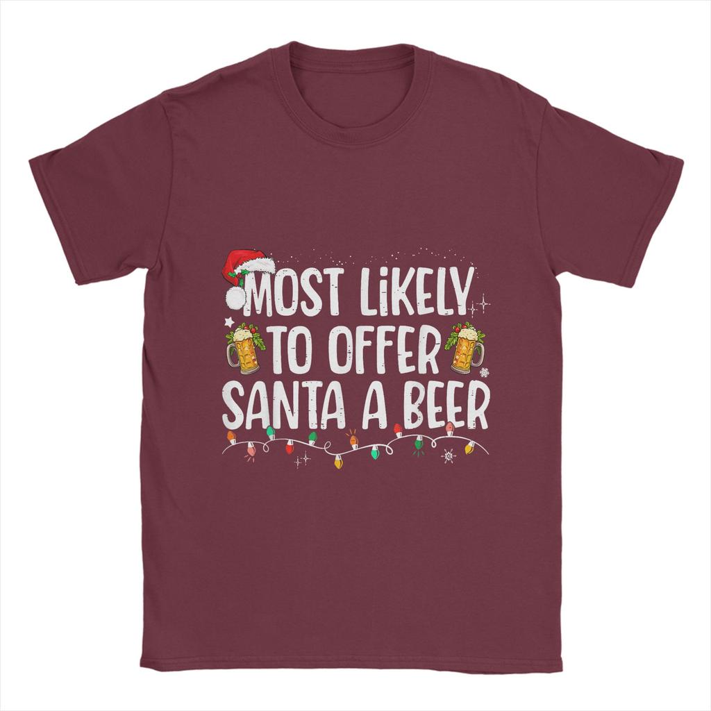 Funny Christmas and beer T-Shirts Men O Neck 100% Cotton T Shirts Short Sleeve Tees Summer Clothes